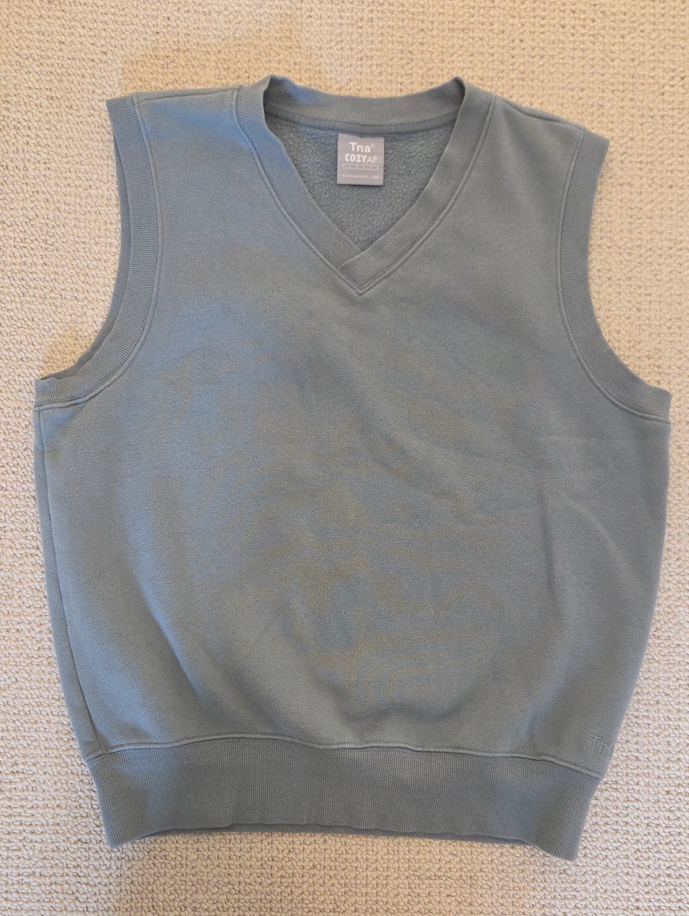 TNA Sleeveless V-Neck Sweater Vest in Slate Blue